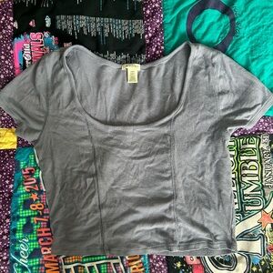 Bozzolo Charcoal Ribbed Crop Top